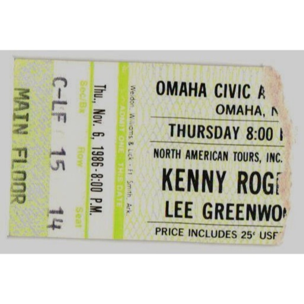 Vintage 1986 Kenny Rogers Lee Greenwood Concert Ticket Stub Omaha NE